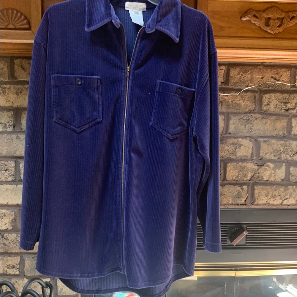 Womens jones New York sport oversized shacket navy blue size medium euc